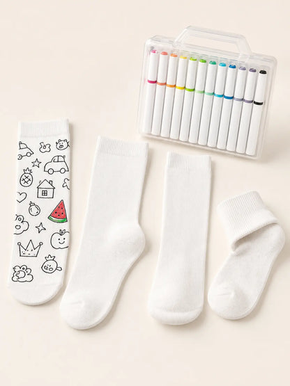 Family DIY Painting Socks Gift Set, Parent‑Child Hand‑Doodle Craft Kit
