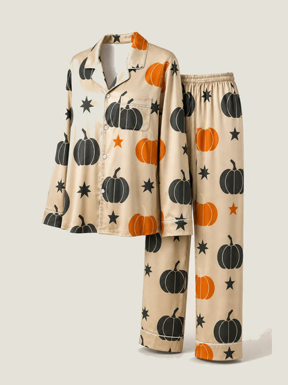 Family Matching Halloween Pumpkin Print Pajama Set