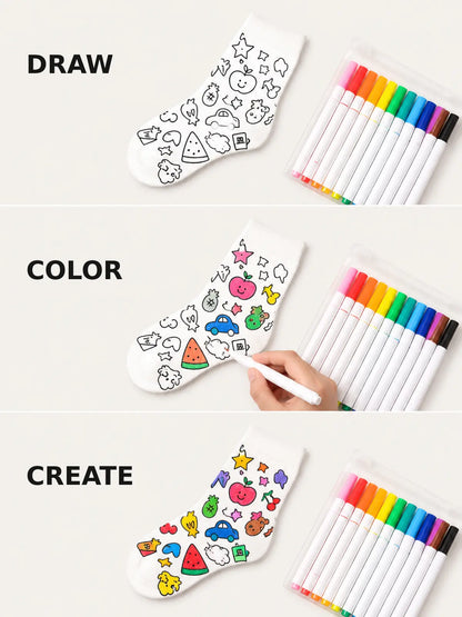 Family DIY Painting Socks Gift Set, Parent‑Child Hand‑Doodle Craft Kit