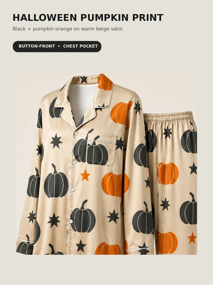 Family Matching Halloween Pumpkin Print Pajama Set