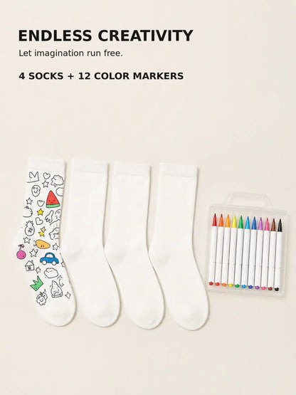 Family DIY Painting Socks Gift Set, Parent‑Child Hand‑Doodle Craft Kit