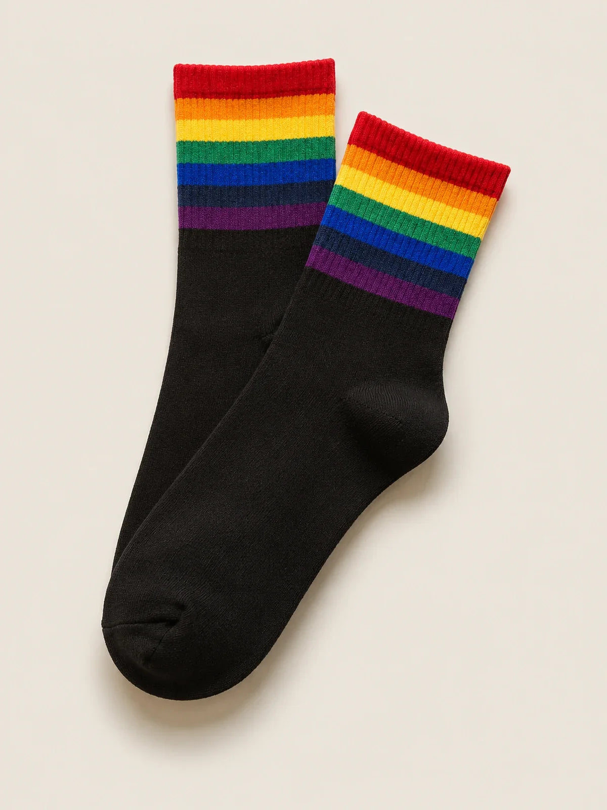Rainbow Stripe Cotton Crew Socks