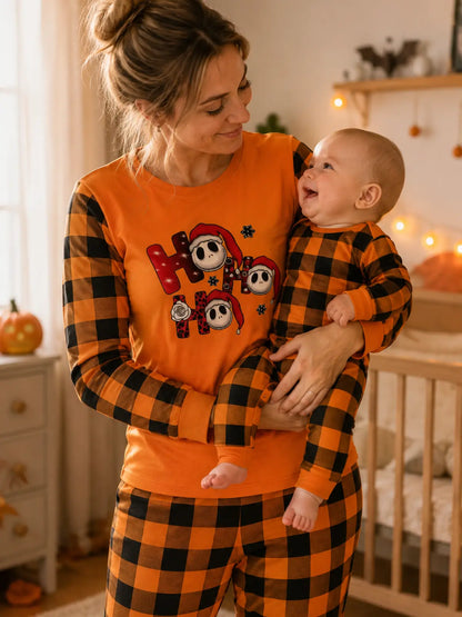 Family Matching Halloween Pumpkin and Ghost Print Pajamas Set