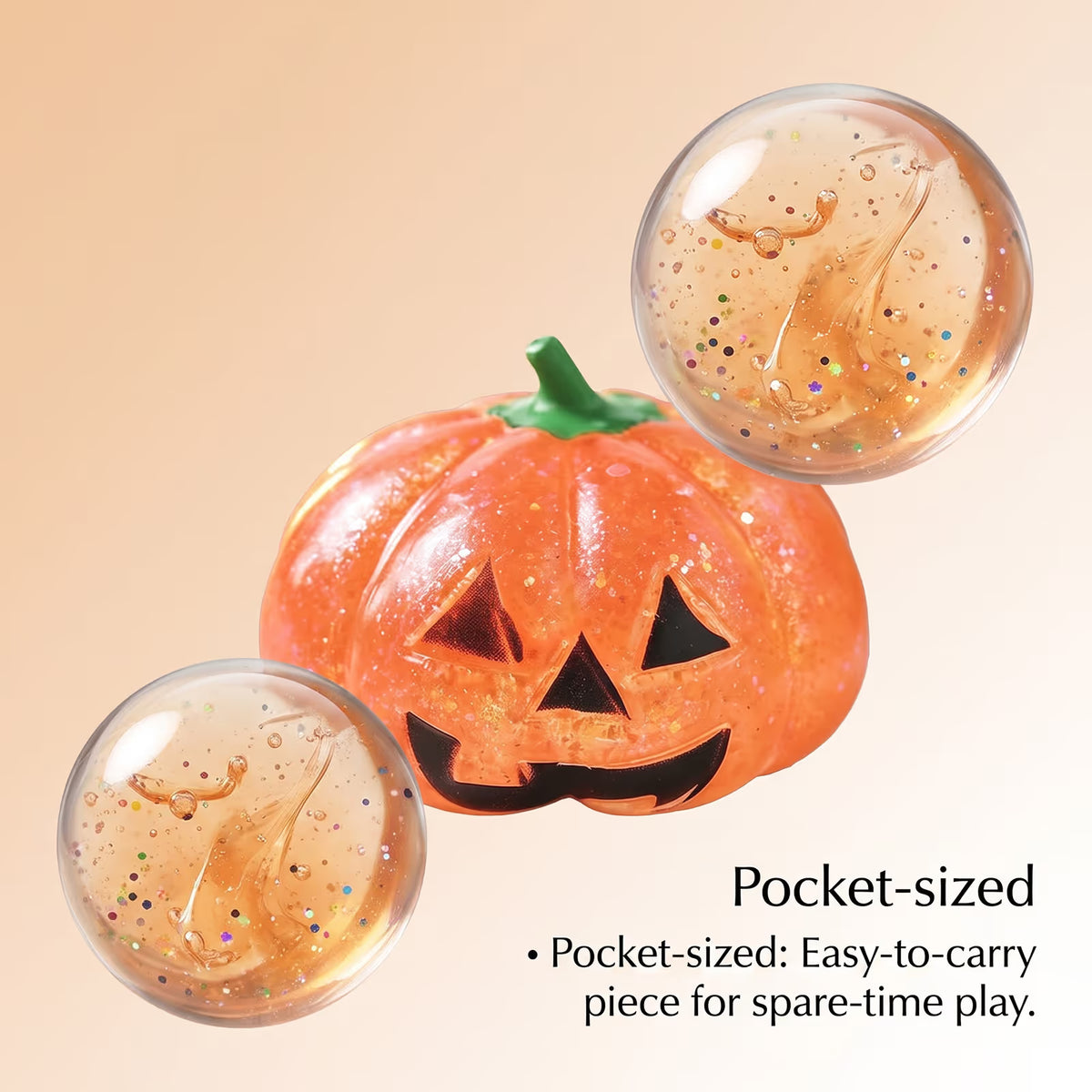 🎃 Glitter Pumpkin Squishy Fidget Toy 2‑in‑1 Halloween Desktop Decoration