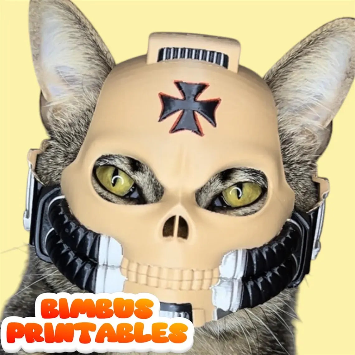 🔥Cat Helmet, Cool Gothic Pet Armor Mask for Cats & Small Dogs, Adjustable Lightweight Halloween Cosplay Costume, Sci-Fi Inspired Skull Kitty Decor Accessory for Photo Shoots