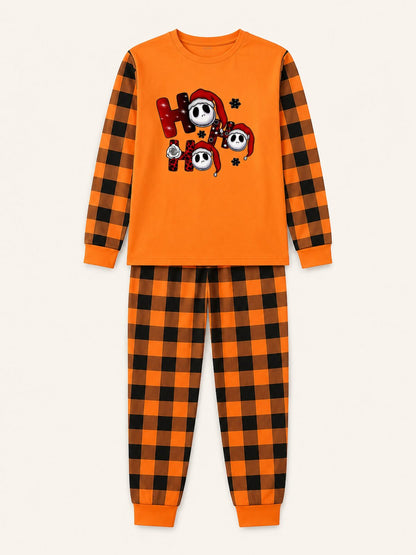 Family Matching Halloween Pumpkin and Ghost Print Pajamas Set