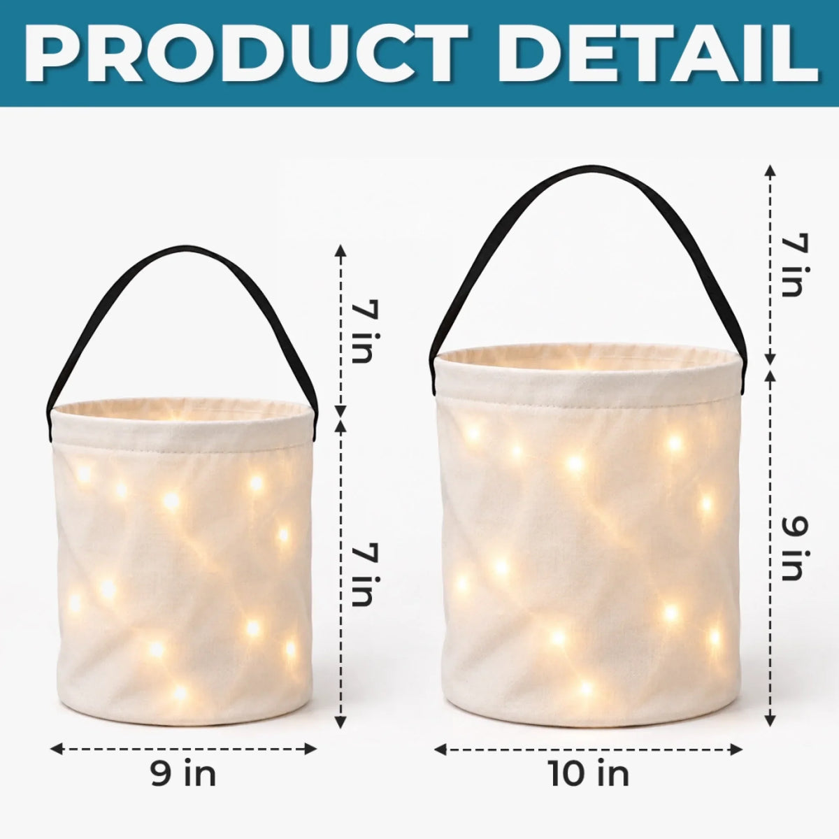 Custom LED Light Bucket Bag - Personalized Halloween Birthday Gifts For Kids - Little Boo Energy