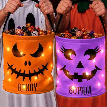 Custom LED Light Bucket Bag - Personalized Halloween Birthday Gifts For Kids - Little Boo Energy