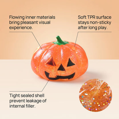 🎃 Glitter Pumpkin Squishy Fidget Toy 2‑in‑1 Halloween Desktop Decoration