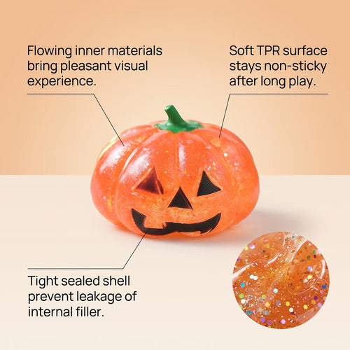 🎃 Glitter Pumpkin Squishy Fidget Toy 2‑in‑1 Halloween Desktop Decoration