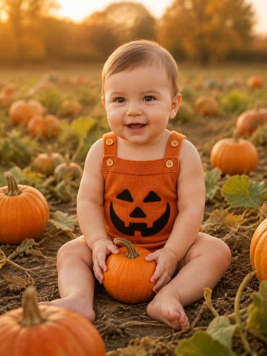 Baby Halloween Embroidered Suspender Romper