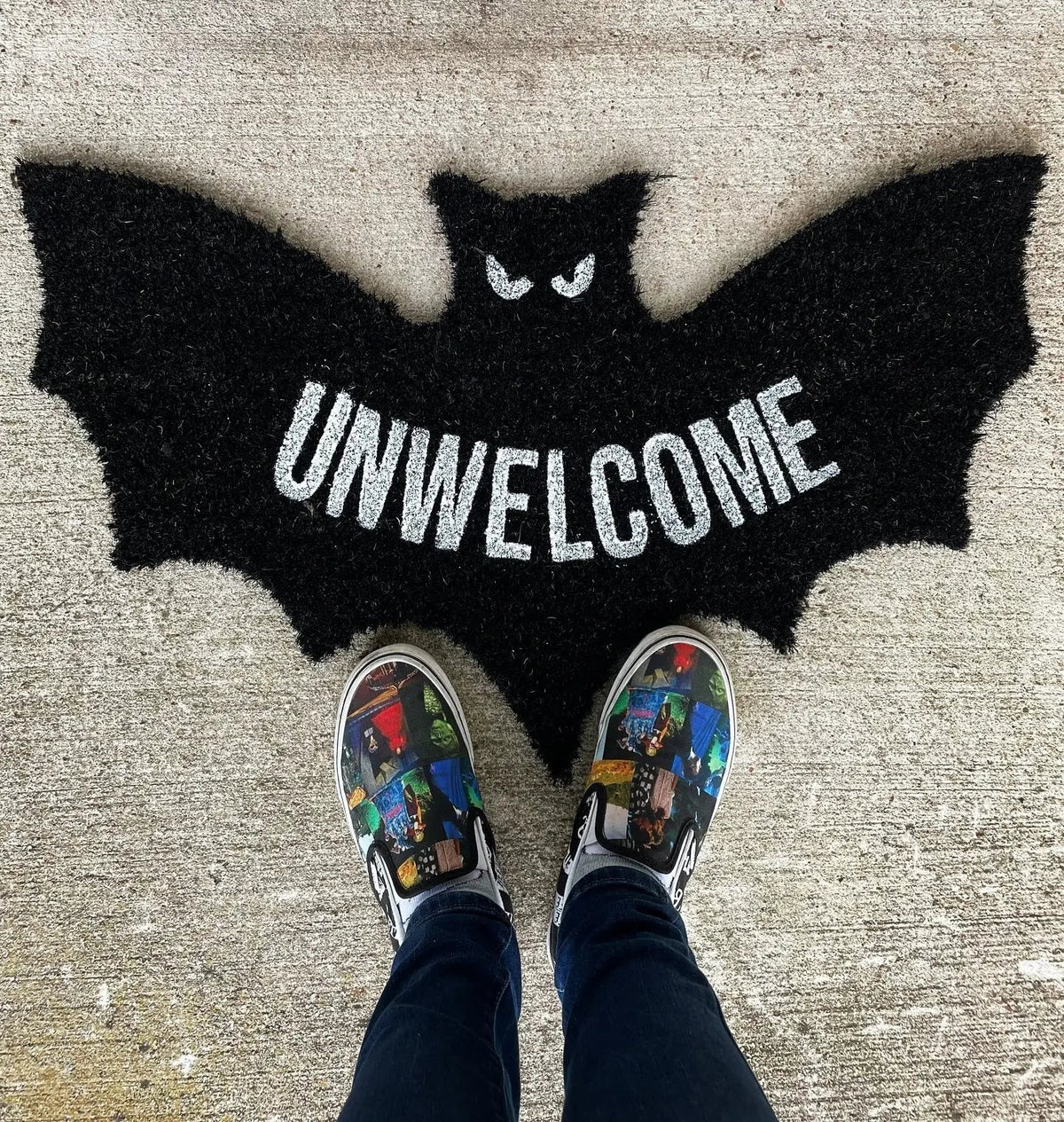 Unwelcome Shaped Bat Coir Doormat