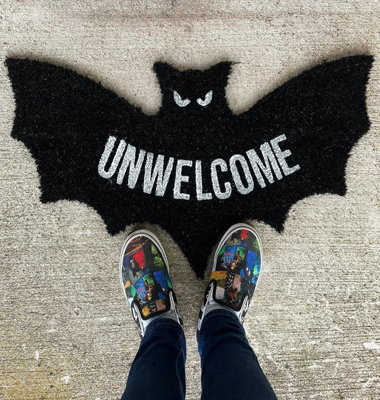 Unwelcome Shaped Bat Coir Doormat