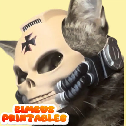 🔥Cat Helmet, Cool Gothic Pet Armor Mask for Cats & Small Dogs, Adjustable Lightweight Halloween Cosplay Costume, Sci-Fi Inspired Skull Kitty Decor Accessory for Photo Shoots