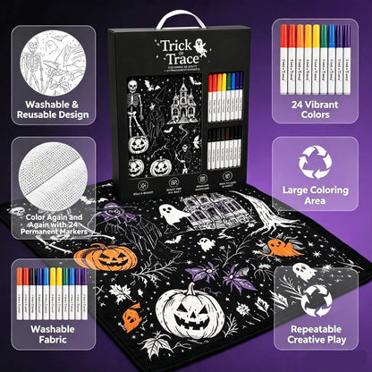 👻Halloween DIY Coloring Blanket with Free 24 Markers🎁Perfect Gift For Family & Friends