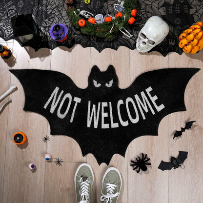 Halloween “Unwelcome” Bat Doormat — 60 × 90 cm