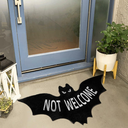 Halloween “Unwelcome” Bat Doormat — 60 × 90 cm