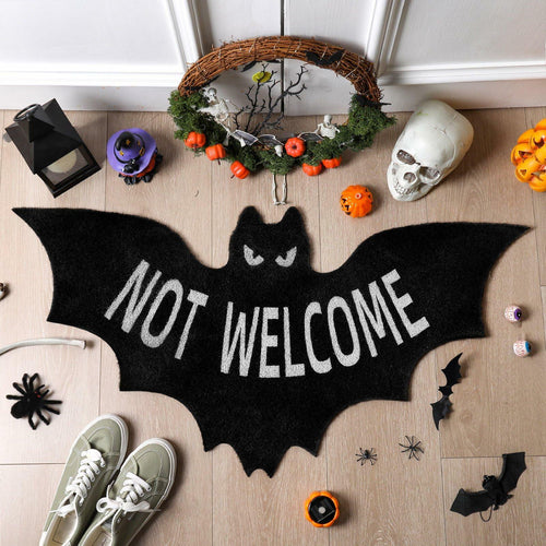 Halloween “Unwelcome” Bat Doormat — 60 × 90 cm